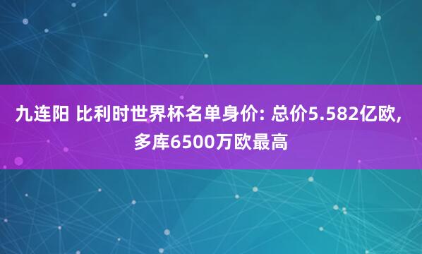 九连阳 比利时世界杯名单身价: 总价5.582亿欧, 多库6500万欧最高